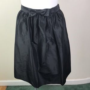 L.L. Bean Signature Collection 100% Silk Taffeta Skirt Black Bow